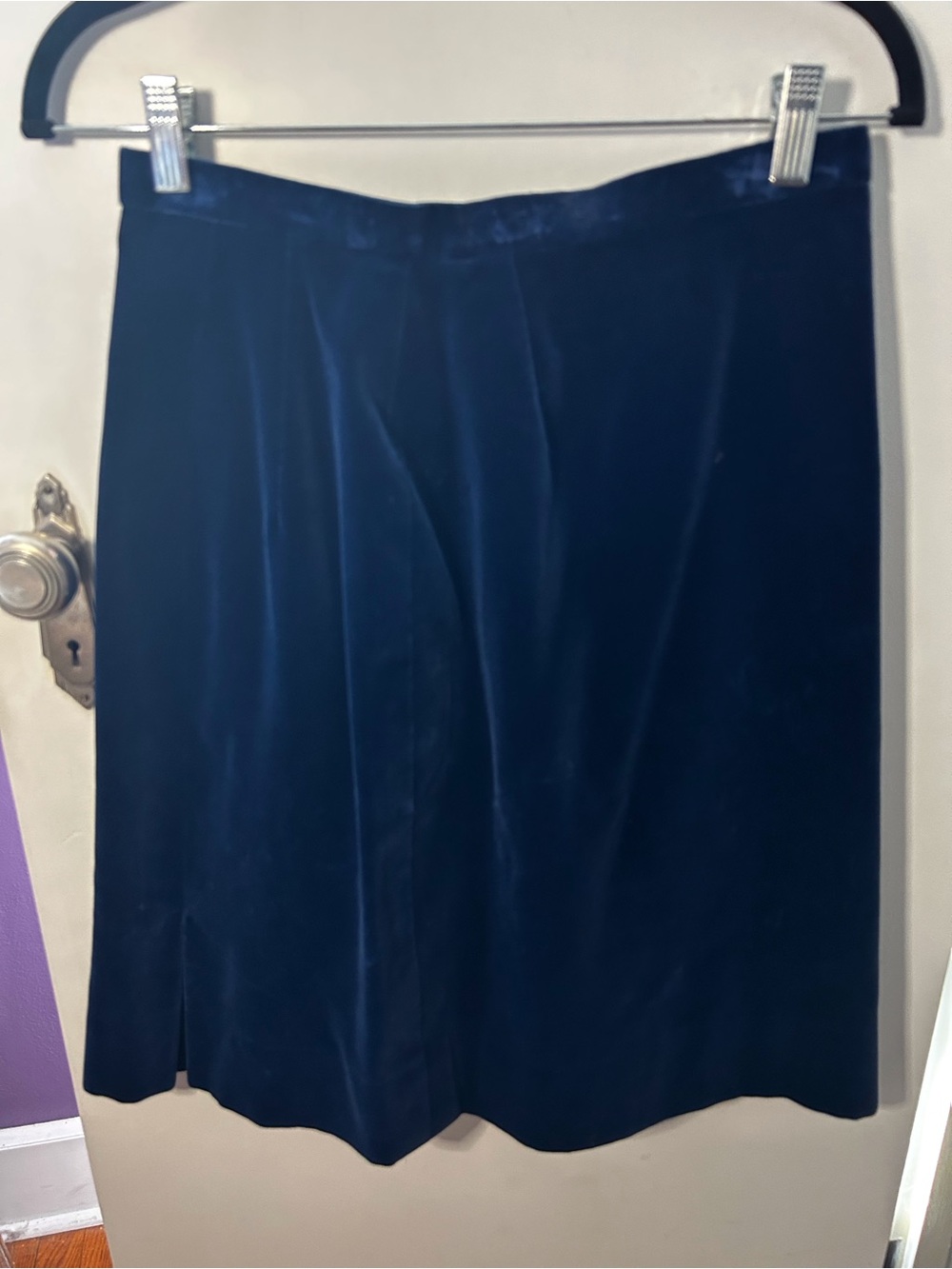 Vintage Velvet A-Line Skirt in Royal Blue